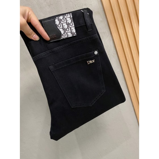 Dior Black Denim Jeans with Oblique and DIOR Logo Leather Patch